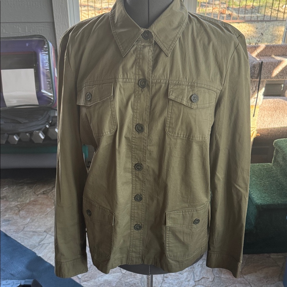 St. John's Bay Khaki Military Lightweight Jacket or Blouse Shirt